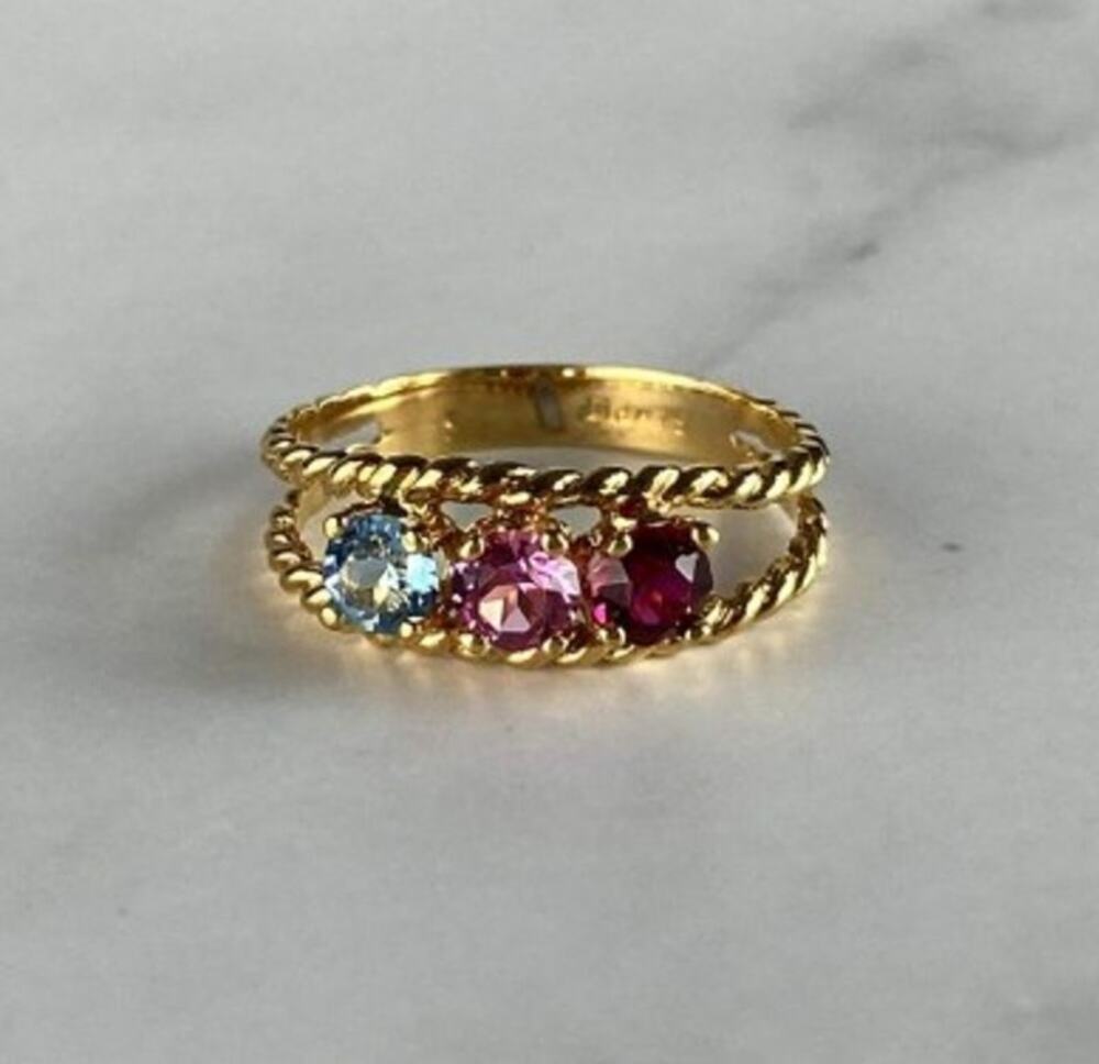 Gold Plated Ring with Multicolor CZ Size 6.5